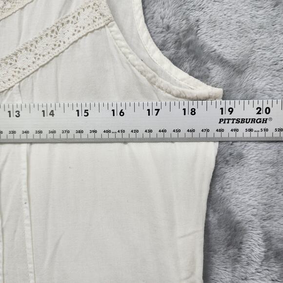 Volcom Dress Womens L Cream Starfish Sleeveless Cotton Gauze V-Back Zip Western - Picture 10 of 13